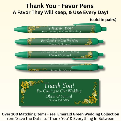 Thank You, Emerald Green & Gold Wedding 