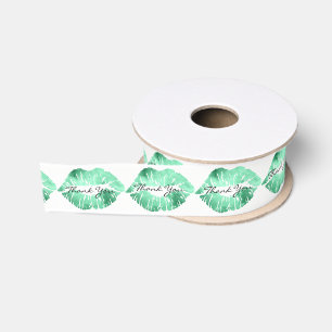 Thank You Emmerald Lips Kiss Makeup Beauty Glitter Grosgrain Ribbon