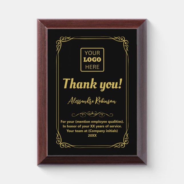 Thank you Employee Appreciation gift Award Plaque (Vertical)