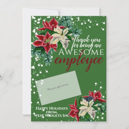 Thank You Employee Green Festive Gift Card Holder