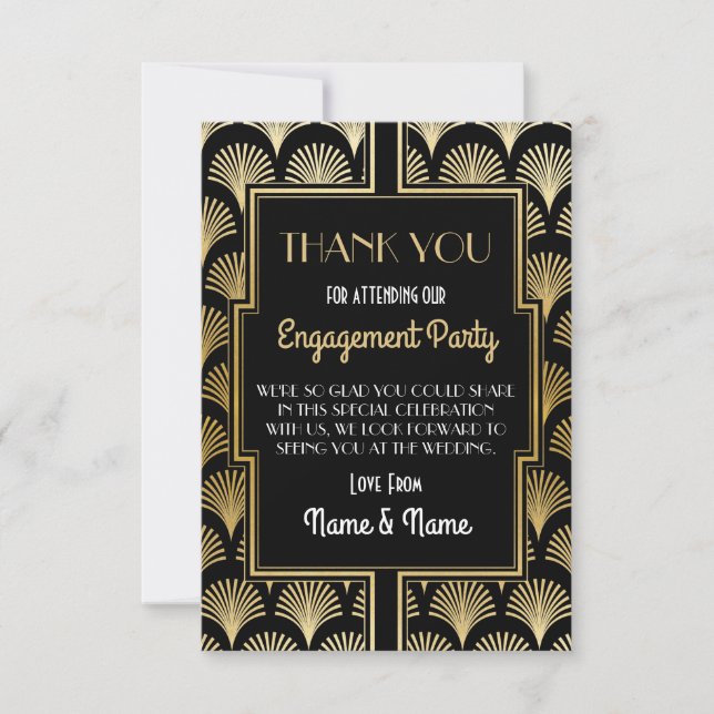 Thank You Engagement Wedding 1920s Party Cards (Front)