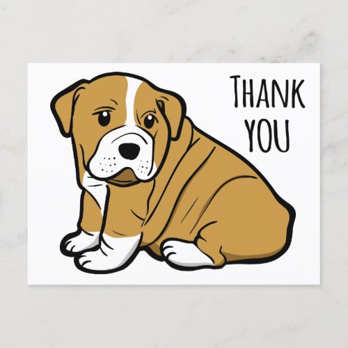 Thank You English Bulldog Puppy Dog Cartoon Postcard