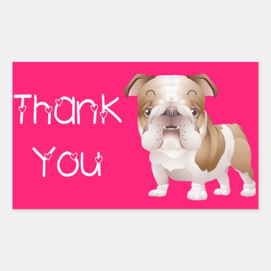 Thank You English Bulldog Puppy Dog Pink Stickers