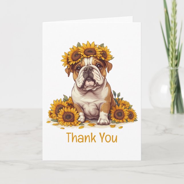 Thank You English Bulldog Sunflower Crown (Front)