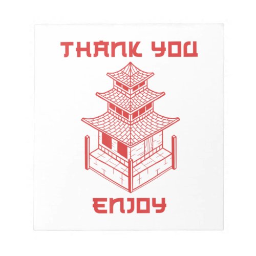 Thank You Enjoy Chinese Takeout Box Package Asian Notepad