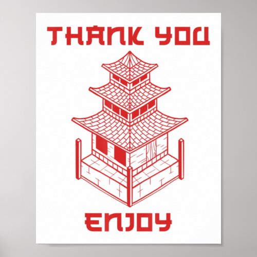 Thank You Enjoy Chinese Takeout Box Package Asian Poster