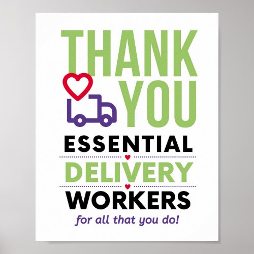 Thank You Essential Delivery Workers Poster