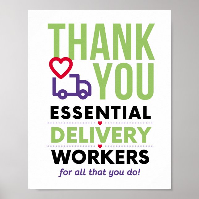 Thank You Essential Delivery Workers Poster (Front)