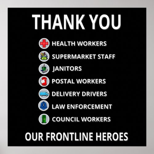 Thank You Essential Key Workers Frontline Heroes Poster