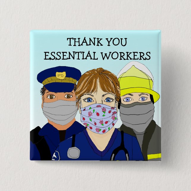 Thank you Essential Workers Button (Front)