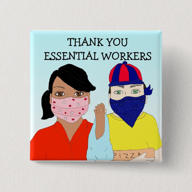 Thank you Essential Workers Button (Front)