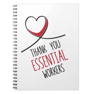 Thank You Essential Workers Heart Notebook