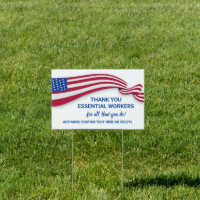 Thank You Essential Workers, Medical, USA Flag Sign