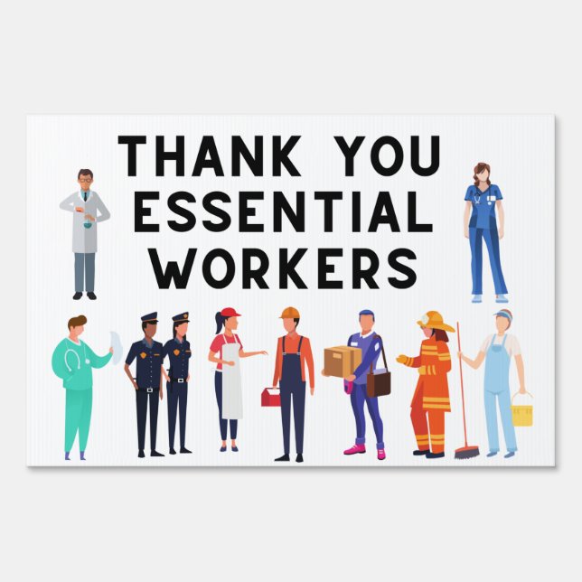 Thank You Essential Workers Yard Sign (Front)