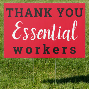Thank You Essential Workers Yard Sign