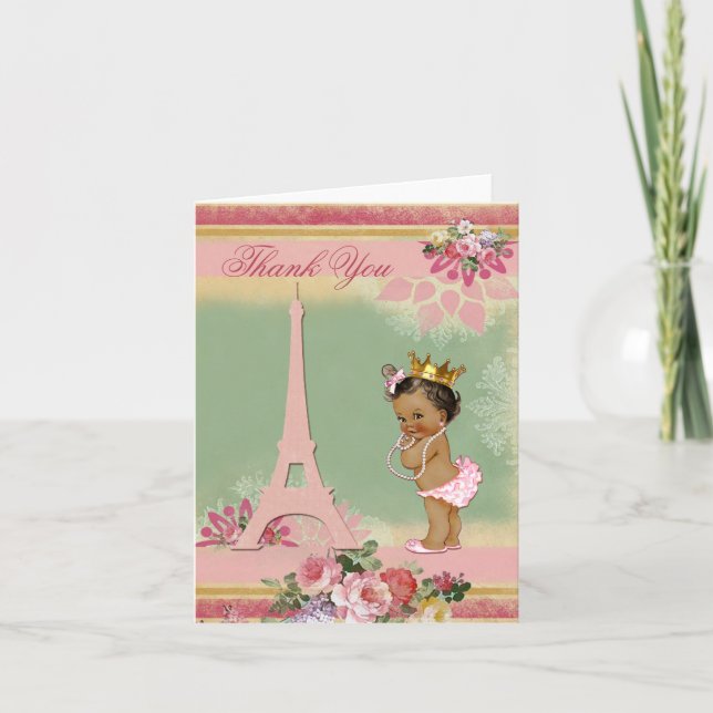 Thank You Ethnic Paris Princess Baby Shower Card (Front)