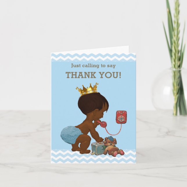 Thank You Ethnic Prince on Phone Baby Shower (Front)