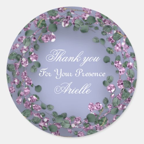 Thank You Eucalyptus Birthday Bridal Rosse Blue Classic Round Sticker