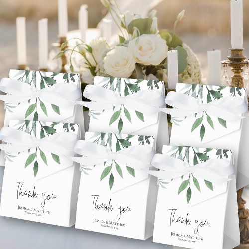 Thank You Eucalyptus Wedding Favor Boxes
