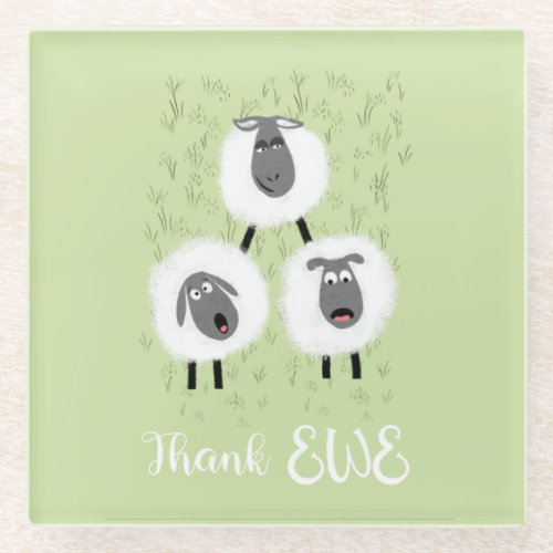 thank you ewe sheep farmer christmas  ceramic orna glass coaster