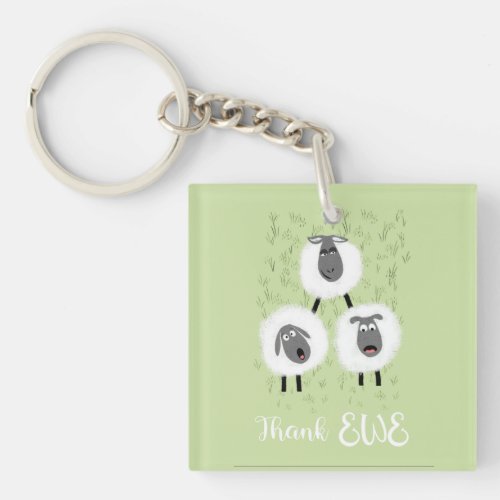 thank you ewe sheep farmer christmas  ceramic orna keychain