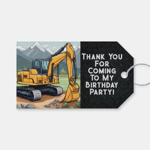Thank You Excavator Favor Equipment Birthday Party Gift Tags