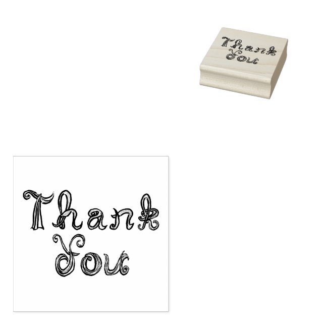 Thank You Fabric Font Wood Art Stamp (Stamped)