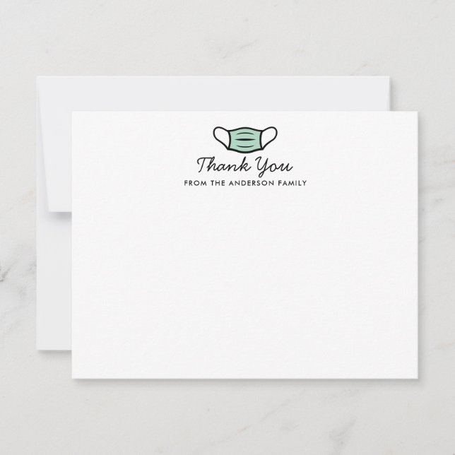 Thank You Face Mask Script Medical Nurse Doctor Note Card (Front)