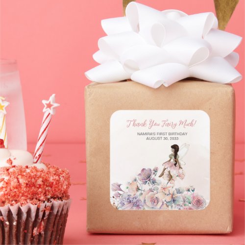 Thank you Fairy Much Birthday Favor Square Sticker