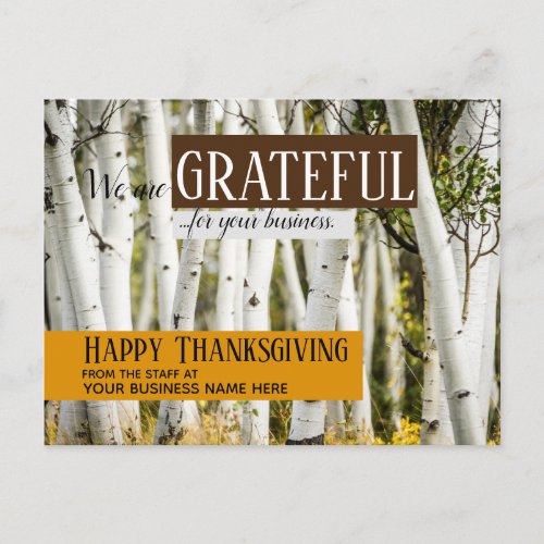 Thank You Fall Business Thanksgiving Postcard