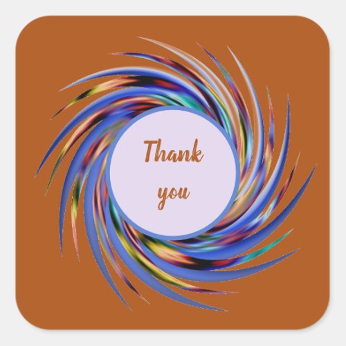 Thank You Fall Color Spiral Pattern Appreciation Square Sticker