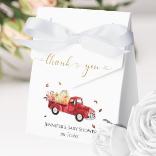 Thank you Fall Red Vintage Truck Baby Shower Favor Boxes