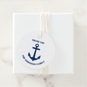 Thank You Family Name Nautical Ship Anchor Navy Favor Tags