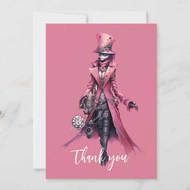 Thank you Fashion Steampunk Skeleton Ghost Card (Front)