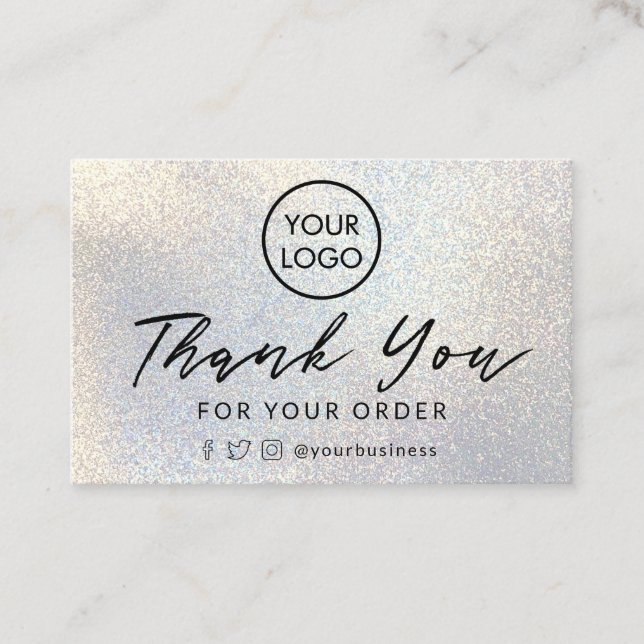thank you faux glitter business card (Front)