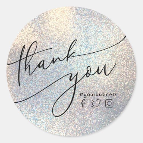 thank you faux glitter classic round sticker