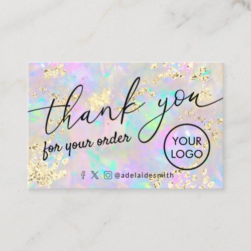 thank you faux glitter opal texture business card