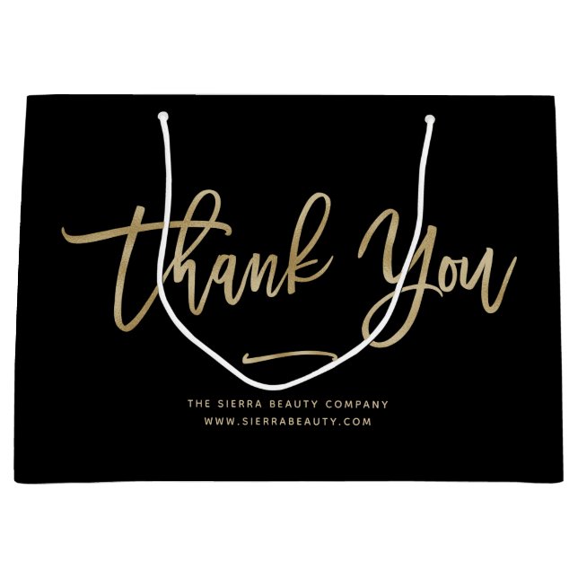 Thank You | Faux Gold Custom Retail Shopping Bag (Front)