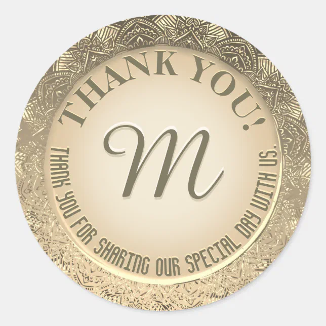 Thank You | Faux Gold Foil Classic Round Sticker | Zazzle
