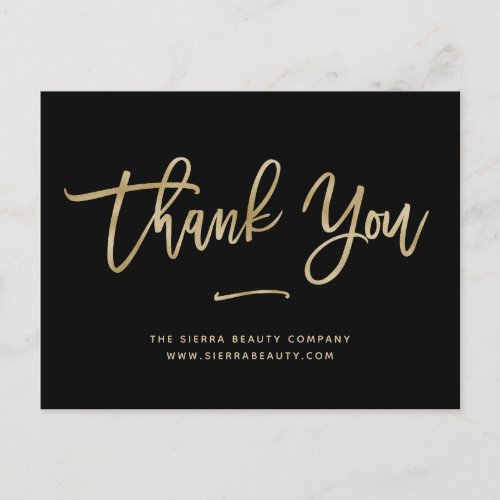 Thank You  Faux Gold Retail Small Business Postcard