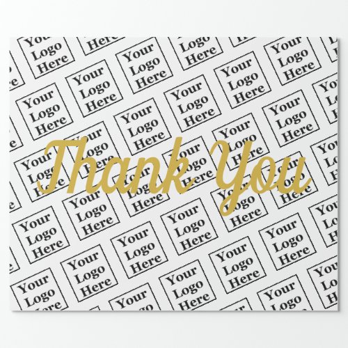 Thank You Faux Gold Script Your Logo Here Template Wrapping Paper
