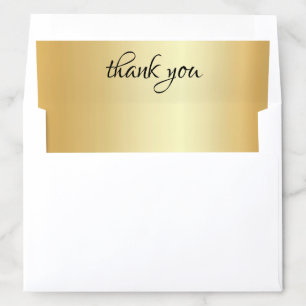 Thank You Faux Gold Template Handwritten Elegant Envelope Liner