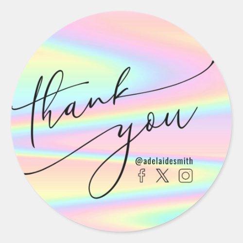 thank you faux holographic pastel  classic round sticker