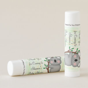 Thank You Favor Baby Shower Sleepy Koala Bear Lip Balm
