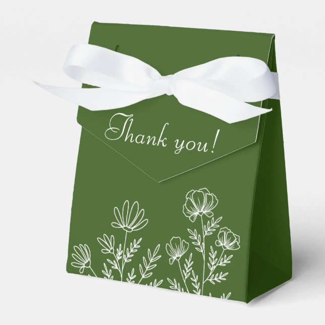 Thank you favor box simple olive green  (Front Side)
