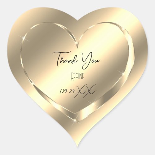 Thank You Favor Faux Gold Heart Bridal Sweet 16th Heart Sticker