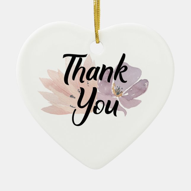 Thank You Favor Floral Ceramic Ornament (Front)