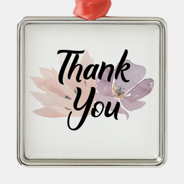 Thank You Favor Floral Metal Ornament (Front)
