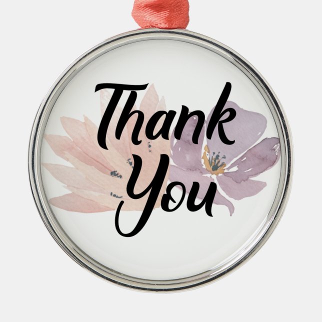 Thank You Favor Floral Metal Ornament (Front)