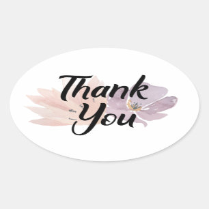 Thank You Favor Floral Oval Sticker